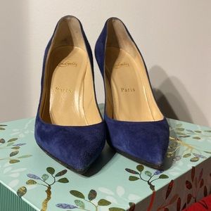 Christian Louboutin 100 mm navy suede blue heels